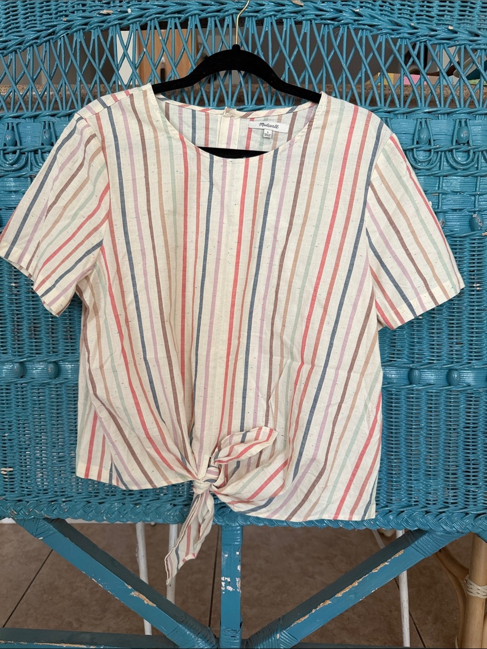 Madewell striped button back blouse with stripes